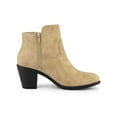 thumbnail image 3 of BLISSFUL STEP Valentine's Women' Shoes Round Toe Stacked Block Heel Zipper Ankle Boots Tan 9.5, 3 of 8