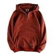 thumbnail image 2 of Men's Half Zip Baggy Hoodie, Heavyweight Vintage Pullover Long Sleeve Hooded Sweatshirt with Pockets for Casual Streetwear,Brown,2XL, 2 of 6
