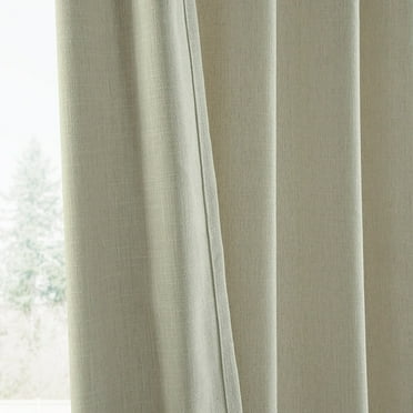 Exclusive Fabrics  Simply Faux Linen Curtains - 2 Panels - Light Filtering Window Curtains 50 X 84 - Greige