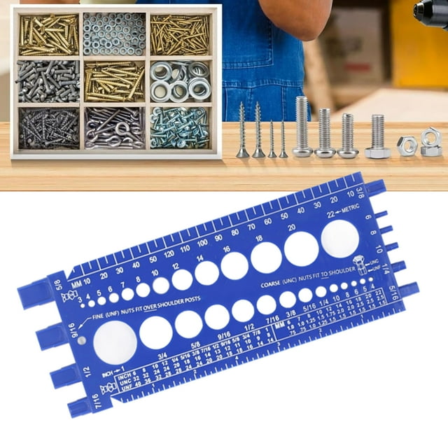 Nut Bolt Thread Gauge Checker M3 M22 Metric #4 3/4 Imperial Sizes Bolt Nut Identifier for Workshop Garage