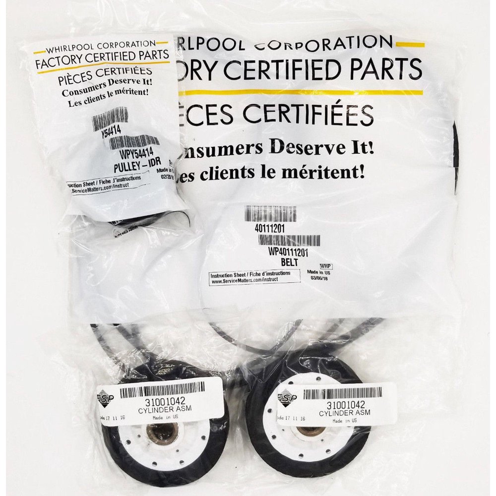 WPY54414, WP40111201, WP37001042 Whirlpool Dryer OEM Belt & Pulley