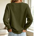 thumbnail image 4 of Womens Crewneck Knit Sweater Solid Color Long Sleeve Loose Knitted Pullover Casual Fashion Outer Top Green S, 4 of 5