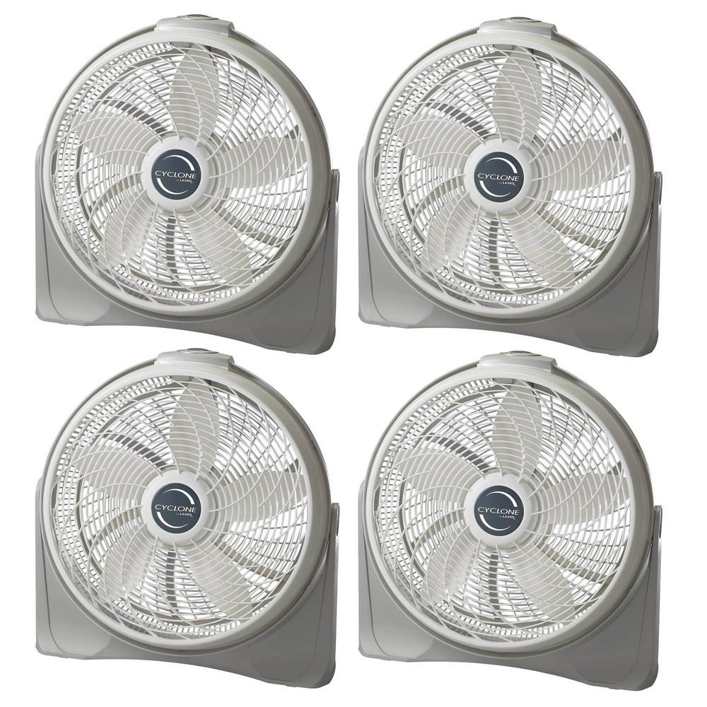 Lasko 20 Inch Cyclone Floor or Wall Mounted Pivoting Fan, White (4 Pack)