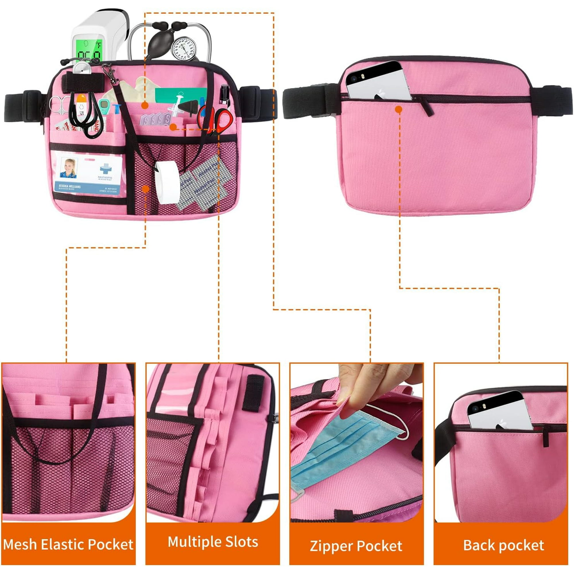 Nurse Fanny Pack Nurse Pouch Waist Bag with Medical Gear Pockets Tape Holder and Utility Storage for Stethoscopes Bandage Scissors Emergency