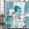 thumbnail image 3 of Pbobriich Teal Shower Curtain, Teal Blue Flower Farmhouse Bathroom Curtain, Waterproof Polyester, 72"x72", 3 of 8