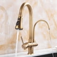 thumbnail image 2 of 3 Way Kitchen Faucet with Pull Out Spray Brass Antique Sink Faucet Hot and Cold Water Swivel Kitchen Sink Faucet-A, 2 of 5