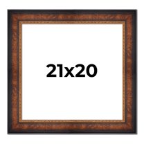 21x20 Frame Brown Walnut Gold Ornate Trim Solid Wood Plein Air Picture Frame | 3 Inch Moulding