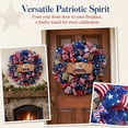 thumbnail image 3 of Anniversary Patriotic Wreath, 4th of July Wreath for Front Door with Wooden Eagle Sign & Red White Blue Ribbon, 15 Inch, 3 of 8