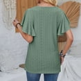 thumbnail image 5 of Fgnfyis Women'S T-Shirts Lace Collar Flutter Sleeve Casual Blouse Loose Fit Summer Basic Tee Top Womens Short Sleeve Tops Green XL, 5 of 5