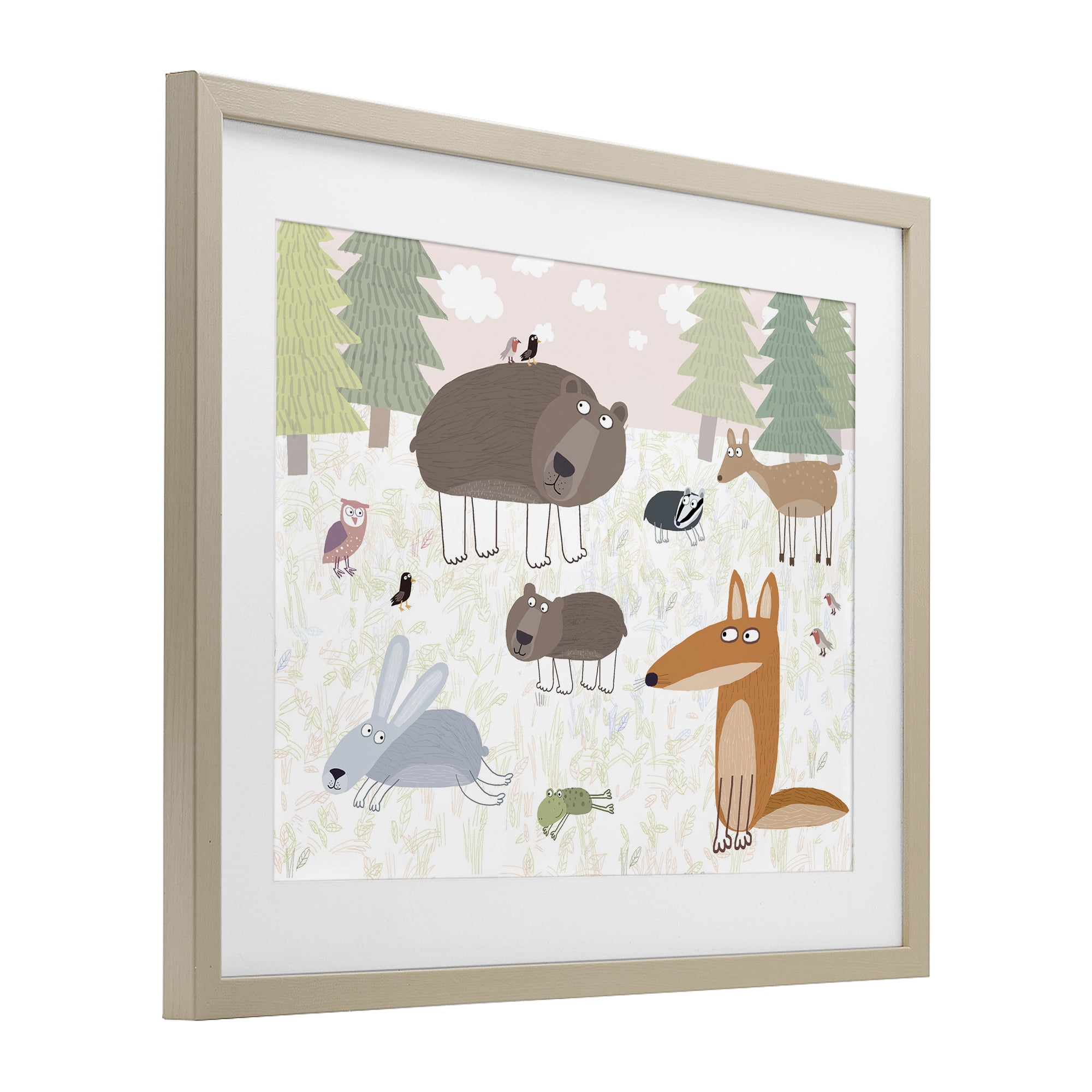 Stupell Industries Forest Animals Out and About Birch Framed Print Under Glass, design by Carla Daly
