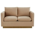 thumbnail image 3 of LeisureMod Loveseat Upholstered in Velvet with Brushed Gold Stainless Steel Base and Removable Cushions for Modern Home, Living Room, Offices Nervo Collection in Beige, 3 of 8
