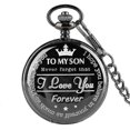 thumbnail image 1 of Reloj de bolsillo grabado para hijo Te amo Regalos de una mamá Papá Regalo de cumpleaños Relojes Fob Cadenas-mxbc -8059684991311 Negro, 1 of 4