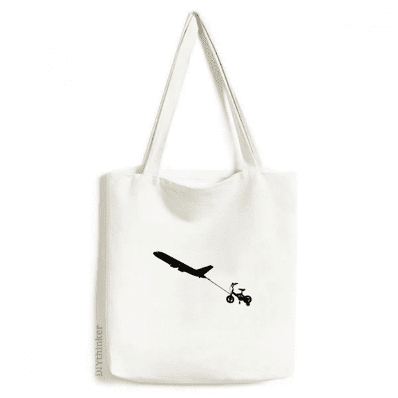 Balloon Aircraft Boy Car Connection Tote Canvas Bag Shopping Satchel Casual Handbag
