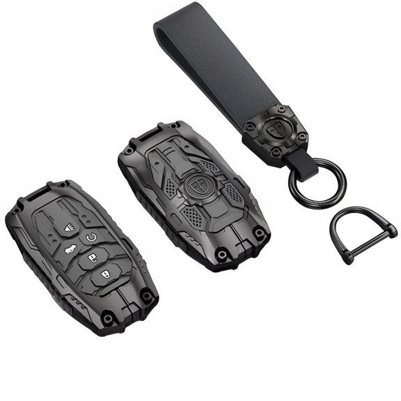 Reinforced Metal Alloy Protective Key Fob Case Cover with Keychain Compatible with 2022 2023 2024 2025 Honda Civic CR-V Accord HR-V Pilot Passport Odyssey Ridgeline Keyless Remote Shell