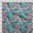 thumbnail image 4 of oneOone Viscose Jersey Light Blue Fabric Florals Craft Projects Decor Fabric Printed By The Yard 60 Inch Wide, 4 of 7