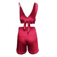 thumbnail image 6 of Summer Two Piece Outfits for Women Sleeveless V Neck Tank Crop Tops with High Waisted Wide Leg Cuffed Hem Shorts Sets, 6 of 6
