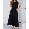 thumbnail image 5 of Summer Skirt Sets Women 2 Piece Outfits Cap Sleeve Top Elastic Waist Maxi Dress Sets with Pockets, 5 of 6