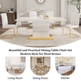 thumbnail image 2 of 63" Dining Table Set of 5, Rectangular Glossy Table with Gold Accents and 4 PU Leather Cantilever Chairs, Luxury Style for Apartment, Living Room, and Dining Room, 2 of 9