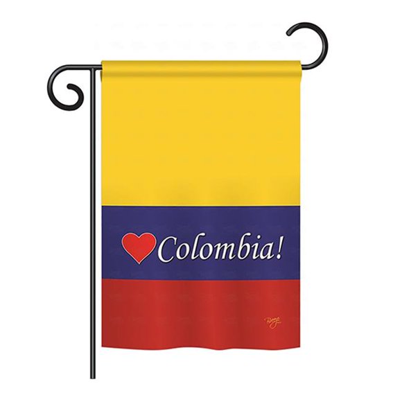 Breeze Decor BD-CY-GS-108161-IP-BO-D-US13-BD 13 x 18.5 in. Colombia Flags of the World Nationality Impressions Decorative Vertical Double Sided Garden Flag Set with Banner Pole