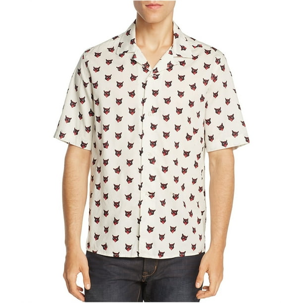 Diesel Mens Wild Cat Button Up Shirt White Small
