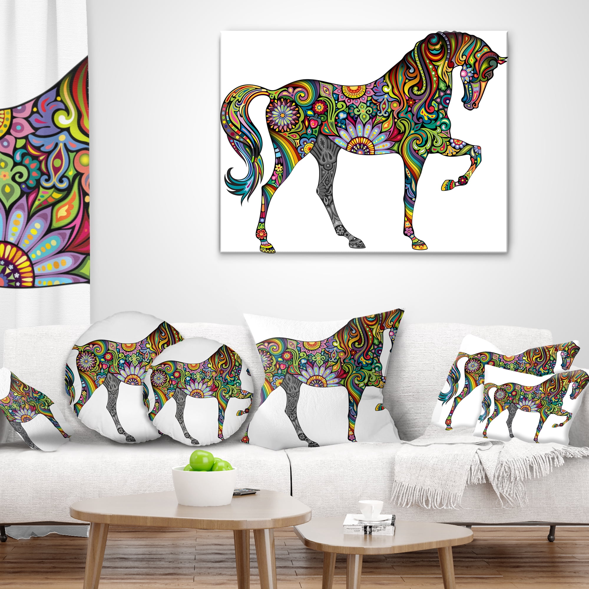 Designart Cheerful Horse - Animal Throw Pillow - 18x18