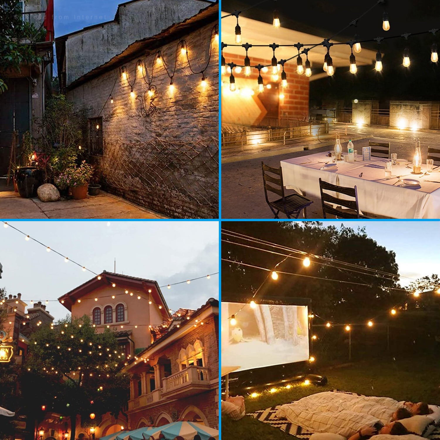 96ft Outdoor String Lights with 32 Bulbs, Shatterproof and Weather-Resistant Bulbs for Backyard and Patio