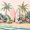 Peach Mint, variant on Castle Fairy Watercolor Tropical Surf Poster Bed Sheets 4-Piece,Palm Leaf Surfboard Wave Art Full Size Sheets,Cream Teal,1 Fitted Sheet,1 Flat Sheet and 2 Pillowcases