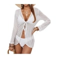 thumbnail image 1 of Cárdigan tipo kimono de gasa para mujer, traje de baño transparente de verano para bikini XBTCLXEBCO Blanco, Extra Grande, 1 of 6