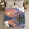 thumbnail image 5 of Majestic Purple Mountain Sunrise Landscape Reflection Art, Peaceful Mountain Lake Scene, Warm Flannel Blanket for Cabin and Lodge, Outdoor Lovers Christmas Gift, Festive Home Decor, 5 of 9