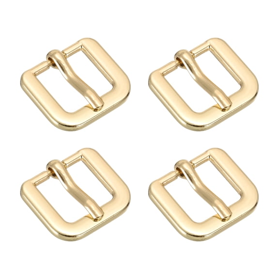 Metal Roller Buckle, 4Pack 0.63 Inch Single Prong Belt Buckle Square Replacement Bar Buckles for Leather Craft Accessories Belt, Light Gold