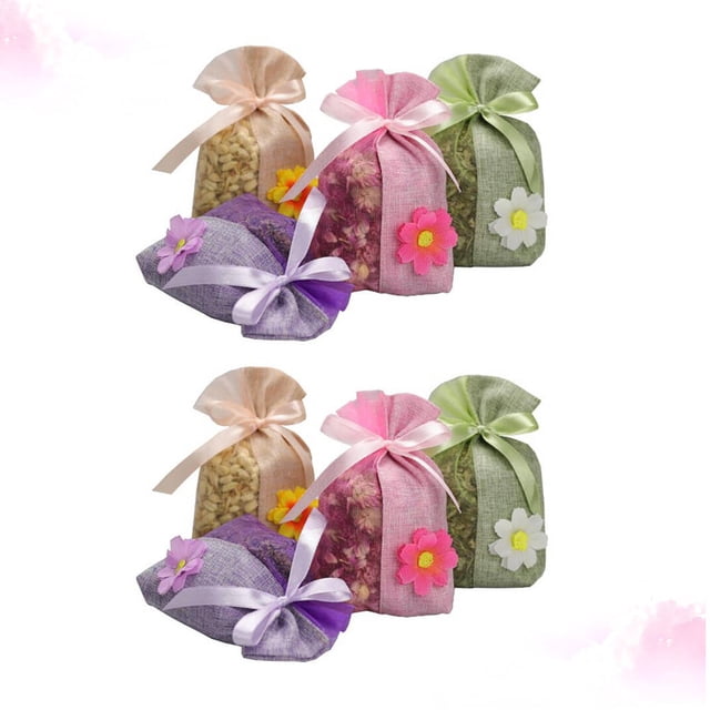 CRAFTHROU Drawstring Pouch Sachet Bags for Herbs Lavender Spice Home Fragrance 16Set Polyester Cotton Various Colors