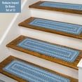 thumbnail image 4 of Homespice Denim Premium Jute Braided Stair Tread 8" x 28" (Set of 13) Rectangular Blue Reversible, Natural Jute Yarn Rustic, Country, Primitive, Farmhouse Style, 4 of 7
