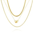 thumbnail image 1 of Juego de Collar con Capas de 3 Pzas JeenMata con Dijes de Corazón Chapado en Oro Amarillo, 1 of 5