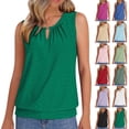 thumbnail image 4 of Women's Fashion Round Neck Sleeveless Tank Top, Solid Color Casual Top for Summer and Layering,White,S, 4 of 8
