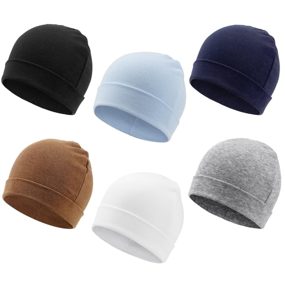 6 Pack Baby Beanie Hats for Unisex Infant Toddler Cotton Beanie Newborn Hospital Hat for Boys Girls 0-6 Months