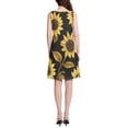 thumbnail image 3 of FORMRS Summer Dress for Women Loose U Neck Sleeveless Midi Beach Sundresses with Pockets, Black Sunflower Pattern, 3 of 8