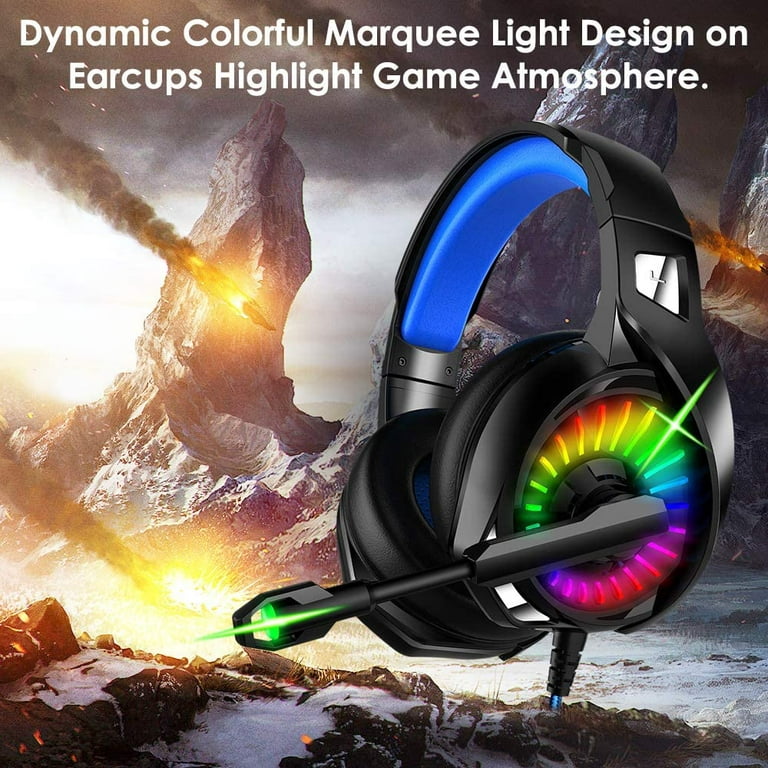 Ozeino Gaming for PS5 PS4 Xbox One PC Switch, Headphones with Noise  Cancelling Microphone RGB Light 3.5mm Audio