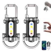 Portable Rechargeable Bright Keychain Flashlight Phone Charger, Mini Keychain Flashlight, 7 Lighting Modes, 1200 Lumens EDC Waterproof Keychains Flashlight