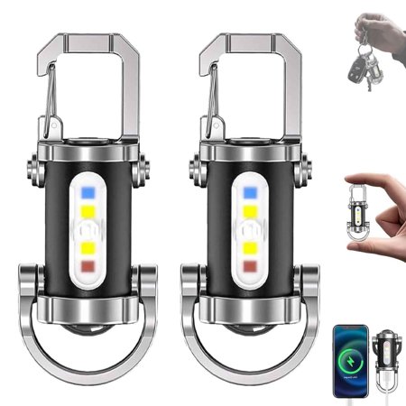 Portable Rechargeable Bright Keychain Flashlight Phone Charger, Mini Keychain Flashlight, 7 Lighting Modes, 1200 Lumens EDC Waterproof Keychains Flashlight