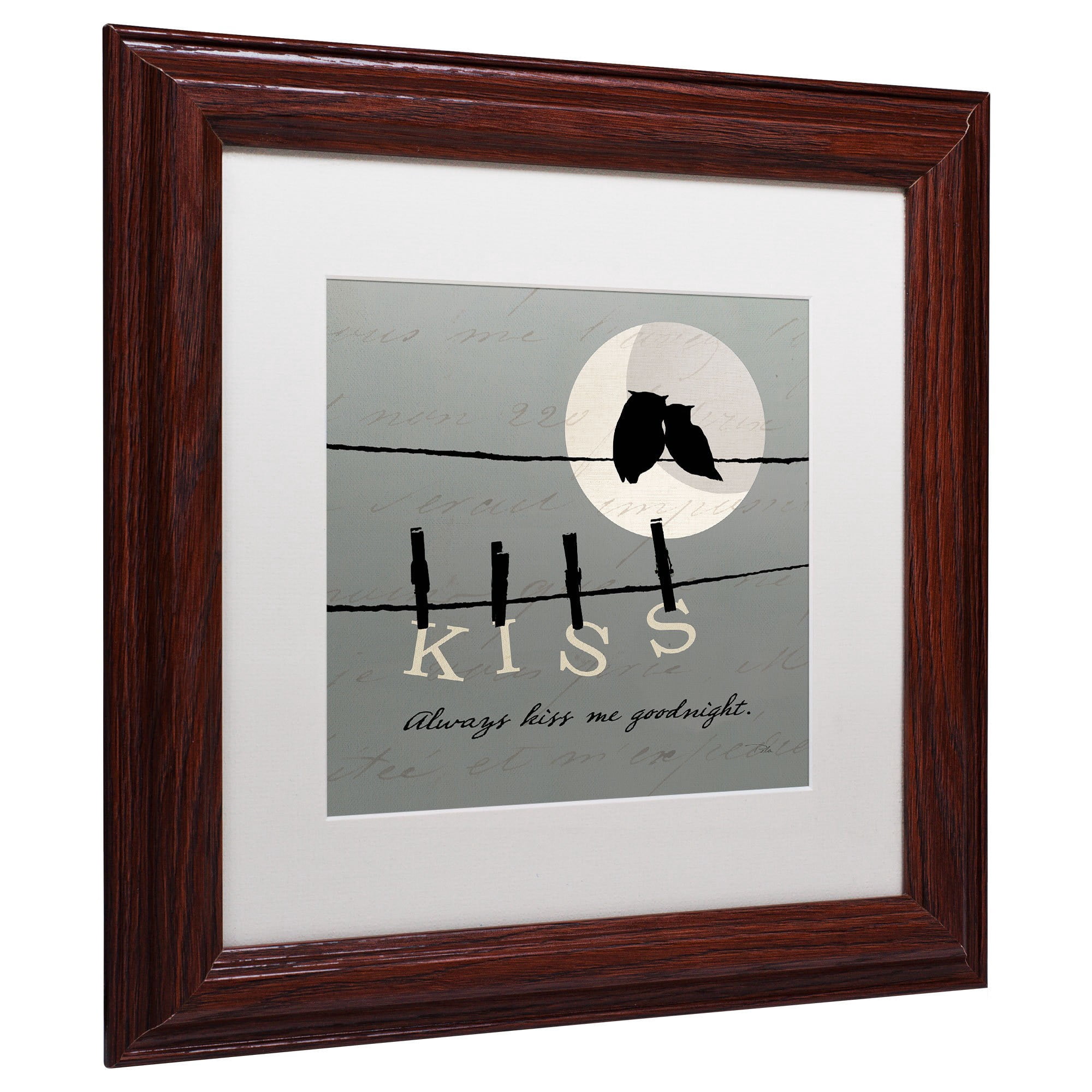 Trademark Fine Art "Moon Lovers II" Canvas Art by Pela Studio, White Mat, Wood Frame