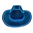 thumbnail image 2 of Carnival Lighted Cowboy Hat Mardi Gras Light Up Cowgirl Hat Venetian Carnival LED Flashing Cap Sequin Party Cap Dance Party Accessory Masquerade Party Supply for Wedding Bridal(Blue), 2 of 3