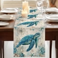 thumbnail image 3 of Table Runners 72 Inches Long Dress Scarves, Teal Sea Turtle Coastal Farmhouse Kitchen/Dining Table Runner, Coffee Tablerunners, Vintage Summer Beach Nautical 14x72 Inch, 3 of 9