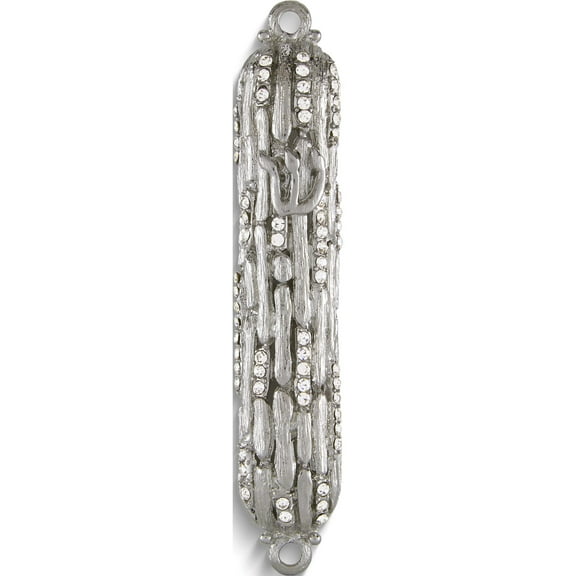 Fashion Silver-Tone With Crystals Mezuzah (5.1 X 2.1) Made In China gm20003