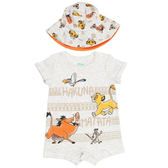 Disney Lion King Romper and Reversible Sun Hat Set Hakuna Matata Oatmeal
