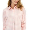 thumbnail image 2 of Style & Co Women's Cotton Gingham Boyfriend Shirt Pink Size Petite Small, 2 of 3