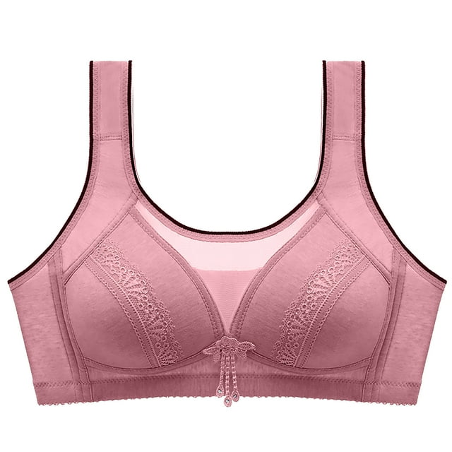 Bowake Soutiens-Gorge Sans Fil pour Femmes Légèrement Doublés Soutiens-Gorges Légers Confort Col Rond Soutien-Gorge T-Shirt Larges Bretelles Soutien-Gorge Quotidien Rose