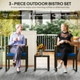 thumbnail image 4 of Outsunny 3 Pieces Wicker Patio Furniture Set, Rattan Bistro Set, Dark Blue, 4 of 10