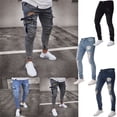 thumbnail image 5 of US Men's Skinny Fit Ripped Destroyed Distressed Jeans Frayed Stretch Long Pants, 5 of 5