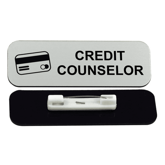 Credit Counselor 1 x 3" Name Tag/Badge, Silver, (3 Pack)