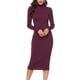 thumbnail image 3 of Vestido De Suéter De Punto De Cuello Alto, Elástico Ajustado, Clásico, Cuello Alto, Manga Larga, Suéter, Color Sólido, Suave, Cálido, Básico Para Fiesta, Fecha Para Invierno Cergrey Vino Tinto XL, 3 of 6